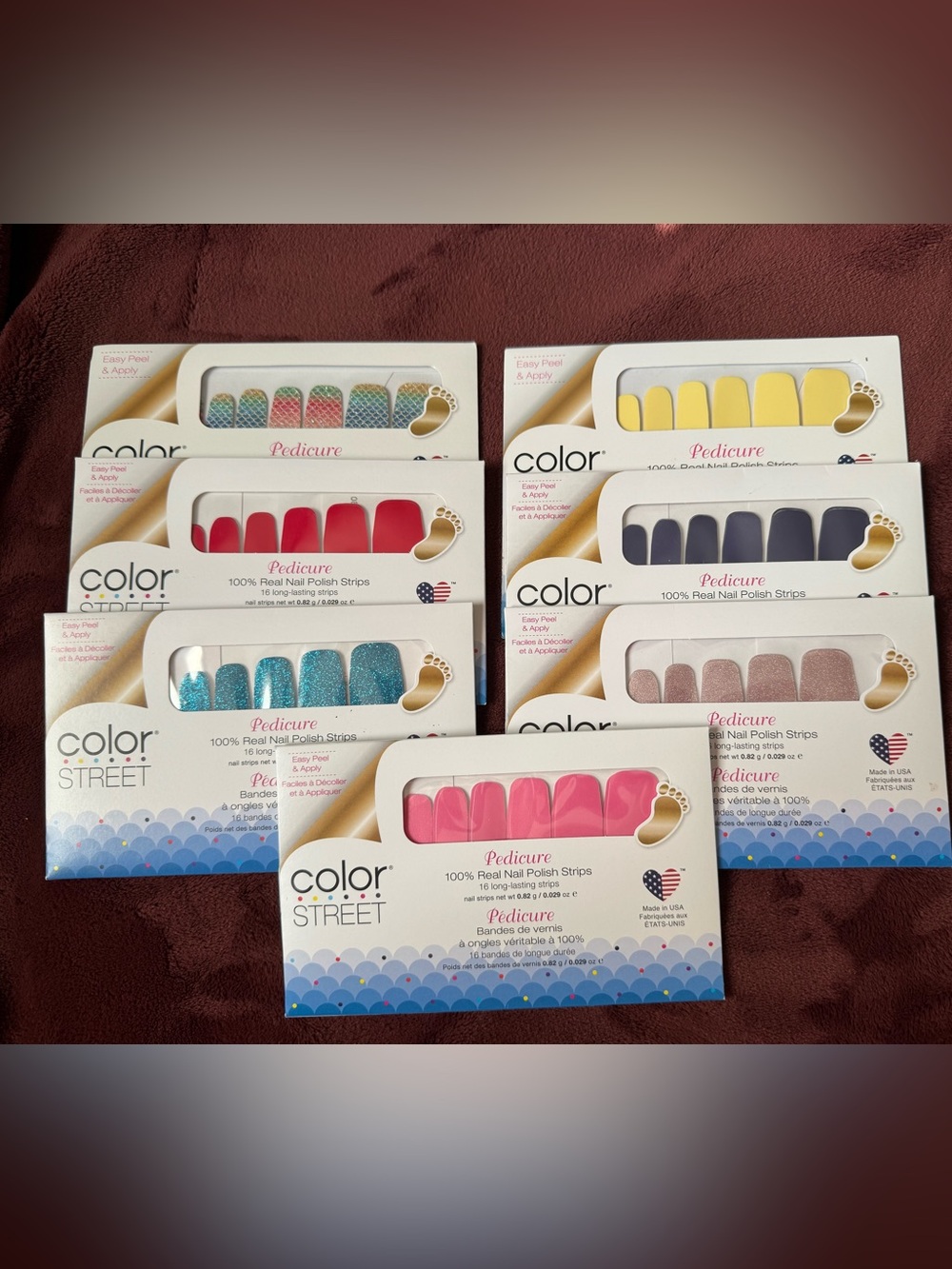 Color Street Pedicure Nail Strips - Bundle of 7